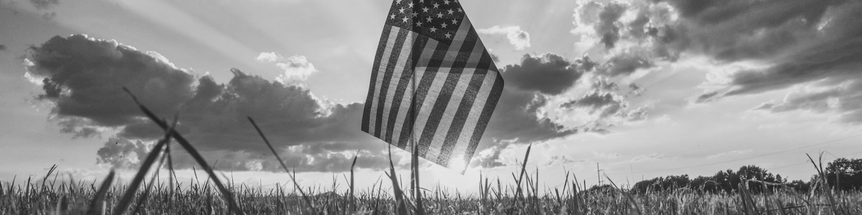 BW American Flag in Field