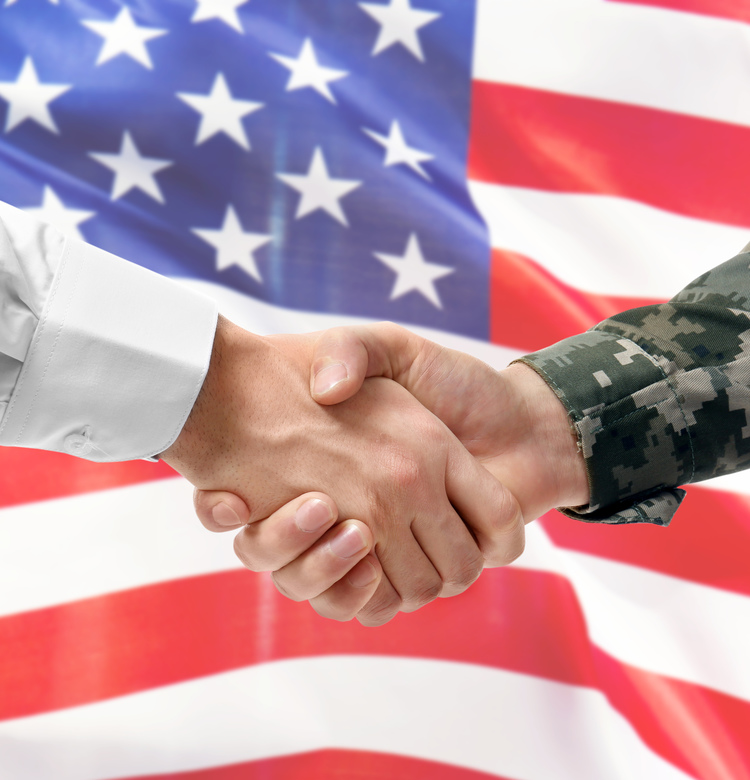 Civilian and Veteran Shaking Hands