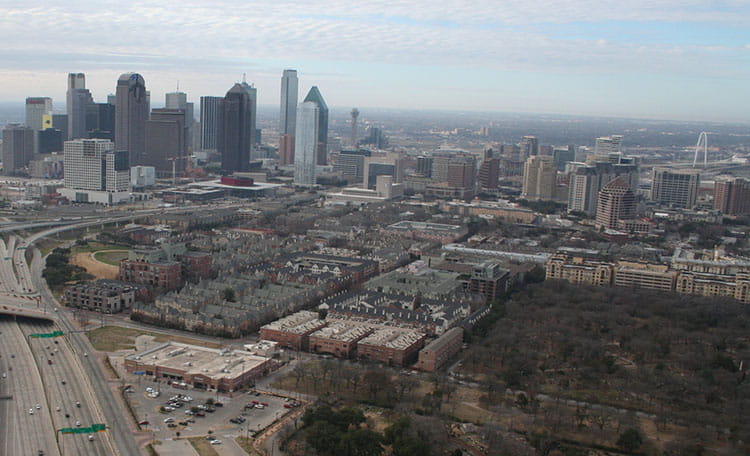 Aerial of Uptown and Downtown Dallas
