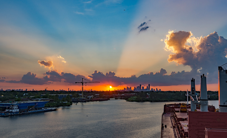 Port of Houston at Sunset