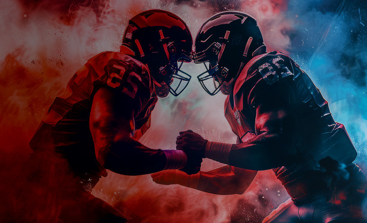 Football players facing each other