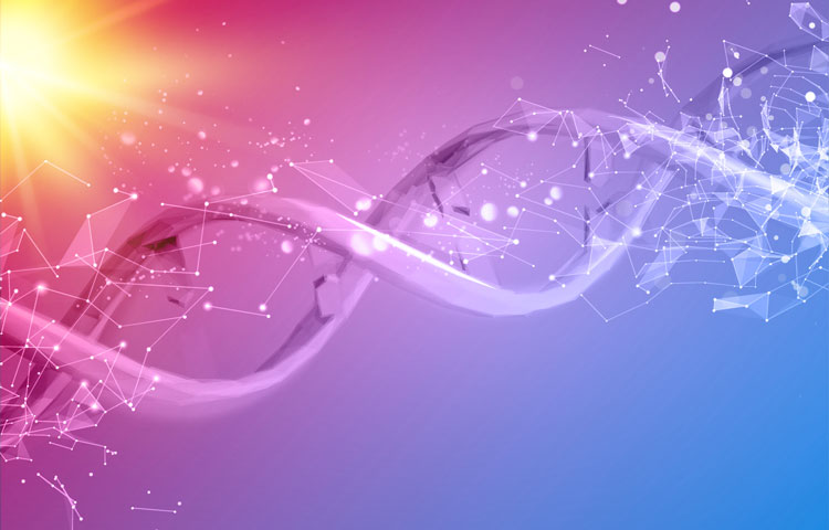 Graphic of DNA string with sun