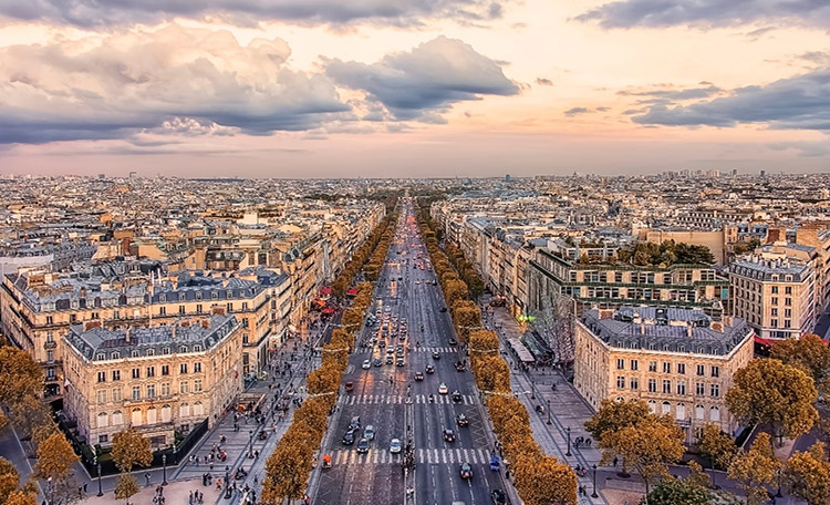 Bird's eyeview of European streets