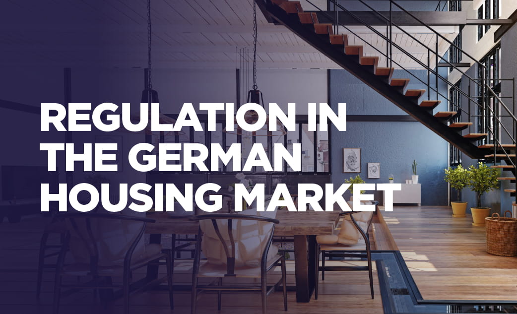 Modern dining room. Text: Regulation in the German Housing Market