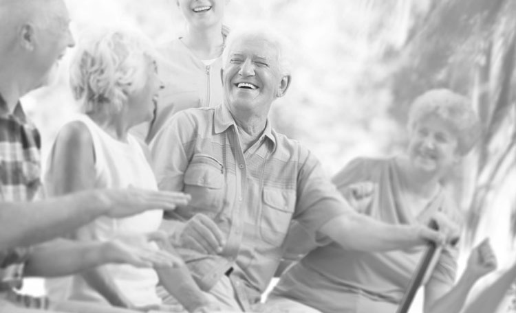 Group of senior women and men laughing