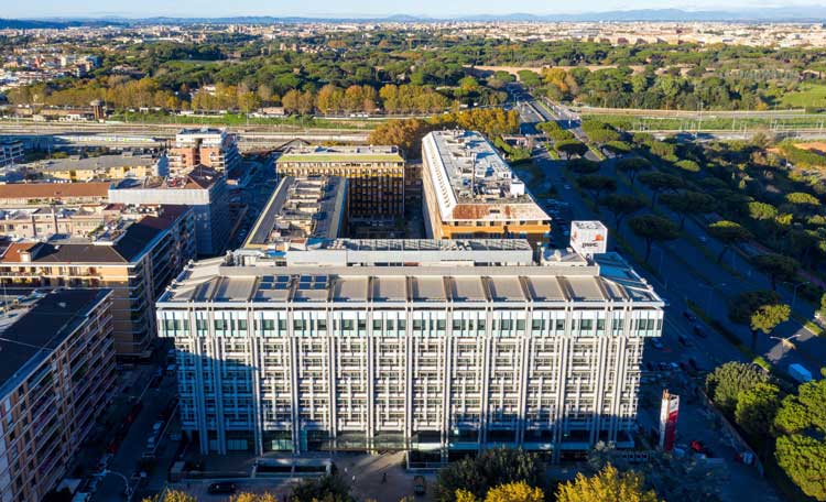 Aerial image of the office building Via Colombo 80, Rome