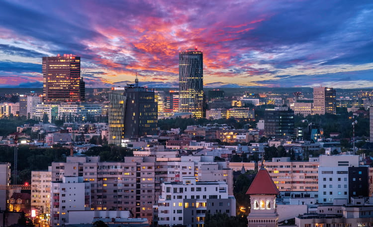 Bucharest, Romania at dusk