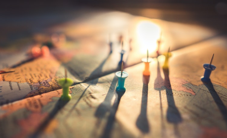 map with pins
