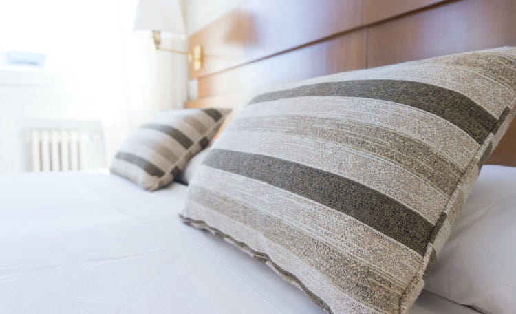 pillows on hotel double bed