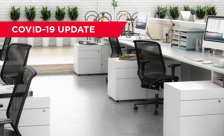 bank of new white office desks