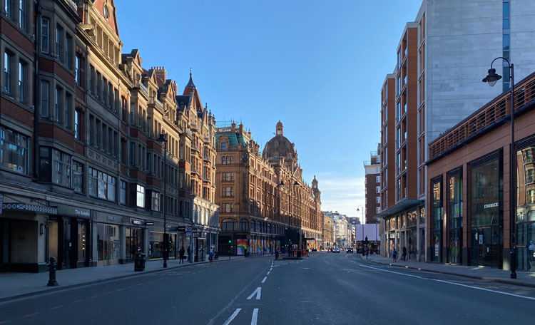 Knightsbridge, London during COVID-19 lockdown