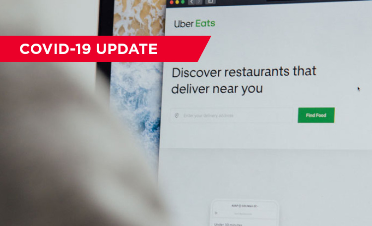 laptop screen displaying online restaurant delivery message