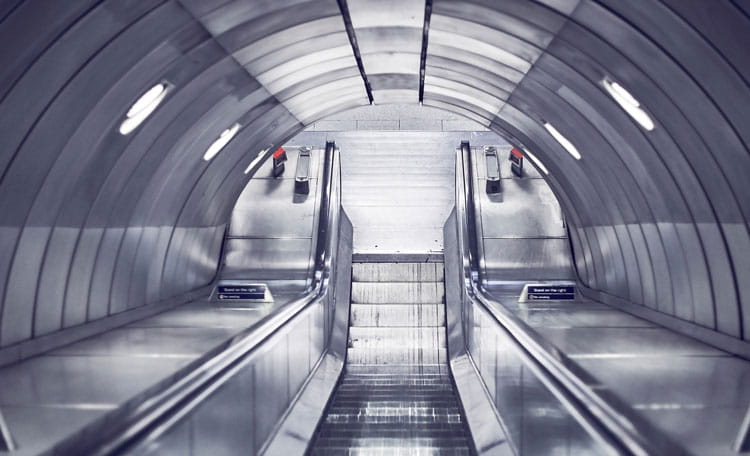 Southwark station empty escalator