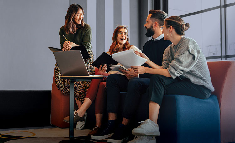 team working at a table